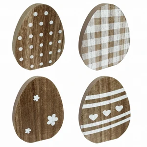 Factory Direct 4 Pcs Easter Wooden Egg Signs Home Decoration Pieces for Living Room Tables Mantels