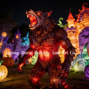 Halloween LED Festival Lantern Frightening Character Spooky Ghost Shape Waterproof Silk Hot Selling Outdoor Use Party Holiday