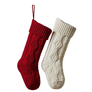 Wholesale Christmas Stockings 18 Inches Large Size Acrylic Soft Cable Knitted Hanging Decorations Family Holiday Party