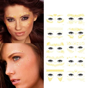 Jiangmei Little Stars Face Freckle Makeup Stickers 3D Temporary Tattoo Sticker Gold Stamping Masquerade Party 150x105mm 1pc/opp