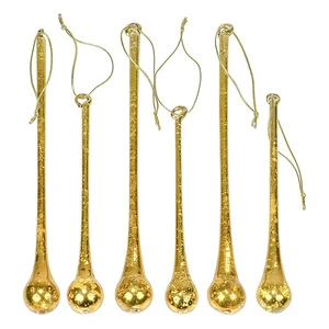 Decorative Golden Glass Twisting Icicle Hanging Christmas Tree Ornaments, Holiday Season Decor