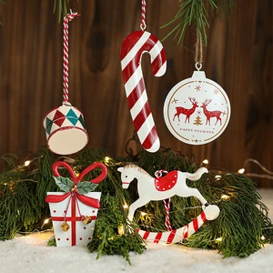 Xmas Personalized Hanging Metal Christmas Tree Ornaments Snowman Santa Claus Angel Hand Painted Christmas Ornaments