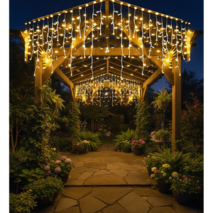 33FT400 LED Weather-Resistant Waterproof Energy-Efficient IP44 Christmas Lights 8 Modes 75 Drops Clear Wire Indoor/Outdoor Decor