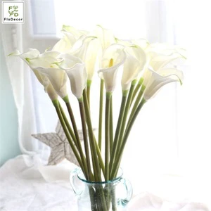High Quality Large Real Touch Calla Lily PU Artificial Flowers White Wedding Party Home Decoration Table Center Piece