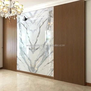 Modern Teak Wood WPC Slat Wall Decorative Panel For Living Room Background Wpc Wall Cladding Panels