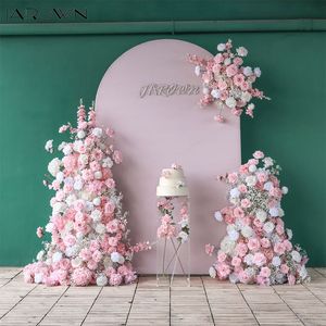 White Blue Flower Arrangement Pink Baby Breath Flower Arch for Wedding Stage Backdrop Birthday Party Event Decoration