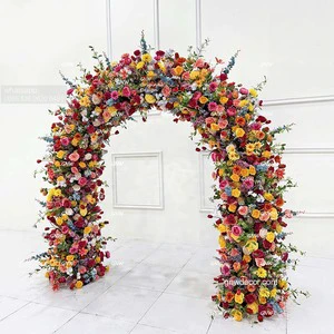 GNW New Products Romantic Red Wedding Background Firm and Not Easy to Fall Off Artificial Decoration Wedding Flower Wall