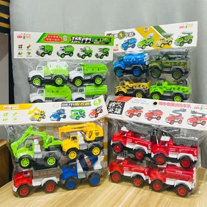 派对新奇产品儿童礼品玩具 摩擦动力汽车玩具 4 件/包 公路轮毂特技车 怪物卡车