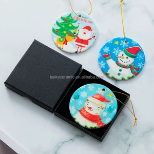 Factory Wholesale Ceramic Christmas Tree Hanging Ornaments Customizable Blanks UV Printing Festival Customized Color Shape
