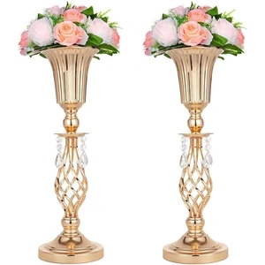 Shiny Gold Metal Flower Stand with Unique Design Customized Color & Size DCI Brand Wedding Table Decorations & Centerpieces