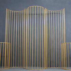 Hollow Out Transparent Curve Shape Metal Backdrop Cutout White Golden Metal Gate Door Stand for Wedding Backdrop