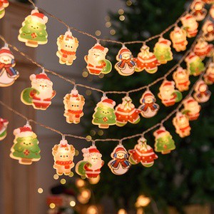 New Cross-Border Waterproof LED Christmas Lights String Santa Claus Snowman Tree Window Decoration Flashing Holiday Lights
