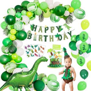 57 Pack Dinosaur Set Party Favors Decorations Toys Balloons Garland Kit with Jungle Foil Balloon and Birthday Banner for Kids