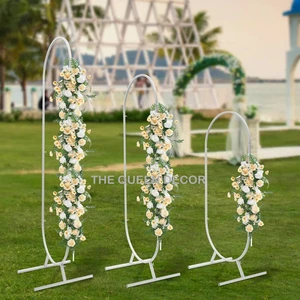 Wedding Backdrop Stand Metal Set of 3 Metal Wedding Oval Background White Plating Outdoor Artificial Flower Aluminum Carton
