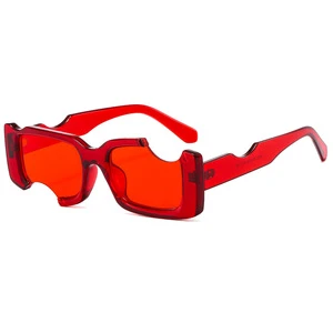 Trending Blue Frame Crazy Sunglasses Unique Red Party Eyewear New Weird Eyeglass Glasses for Round Face