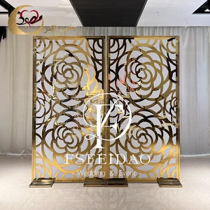 Wedding Supplies Gold Steel Caverd White Wall Wedding Decoration Set Backdrop