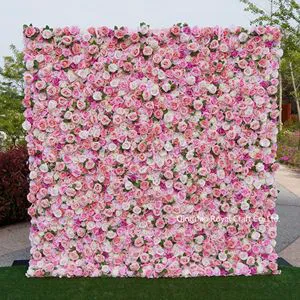 Other Decorative Flowers and Plants Hot Sale Wedding Flower Wall Artificial Roll up Background Wall Decorative for Wedding