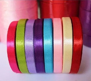 Factory Custom Polyester 1cm 2cm Satin Ribbon Single Face for Wedding Flower Wrapping Valentine Gift Birthday Cake Decor