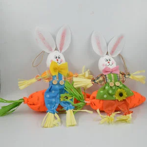 Easter Simulation Rabbit Straw Woven Animal Ornaments Creative Cartoon Photography Props for Rural Home Decoration