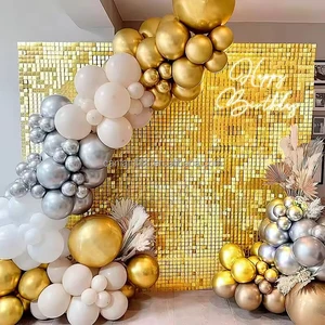 Artificial Wedding Wall Backdrop Sequin Panels with Gold Shimmer for Birthday and Anniversary Parties
