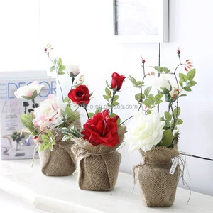 Table Wedding Decoration Artificial Roses Artificial Flowers Arrangements in Vase
