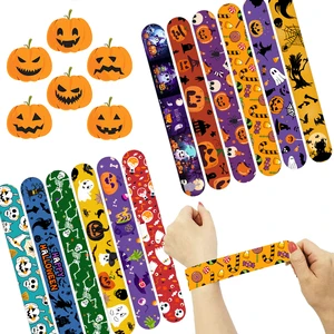 Custom Logo Halloween Scary Ghost PVC UV Printed Cute Pat Wrist Strap Slap Bracelet Promotional Gift for Events