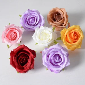 7cm Simulated Rose Flower Head Handmade Silk Rose Flower for Wedding Decoration Arrangement Wall Arch