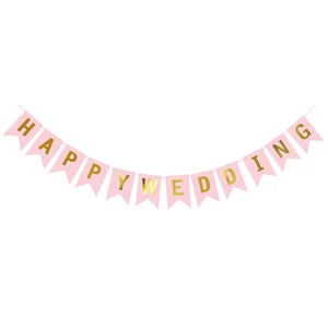 Wholesale Just Married Banner Wedding Decorations Bunting Photo Booth Props Signs Wedding Party Decoration Paper Banner