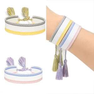 Embroidery Friendship Braided Bracelet Women Adjustable Woven Tassel Wedding Party Birthday Team Holiday Beach Bracelets