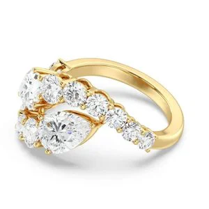 Pear and Round Bypass Ring for Party Occasions