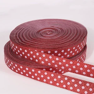 Custom Logo Christmas Dot Satin Ribbon Woven Embroidered Ribbon Webbing Red Jacquard Ribbon