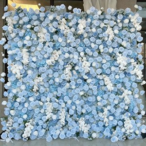 8ft*8ft Blue Artificial Flower Wall Backdrop Set: Wedding Decorations with Flower Ball/Row/Arch for Event Party Bridal Shower