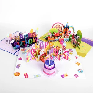 Winpsheng Custom 3D Pop-Up Musical Light Birthday Card LED Greeting Cards Novelty Gifts with Paper Envelopes Factory Direct