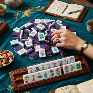 New Engraved purple Us Luxury Acrylic Mahjong Party Supplies Novelty Tiles 4 Color Model 002 American Style Entertainment