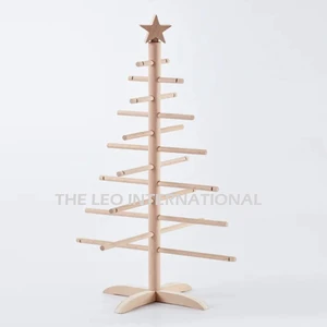 Wood Christmas Display Stand for Christmas Ornaments and Decoration Modern Style Natural Wood Color 12 X 18 Inch Height