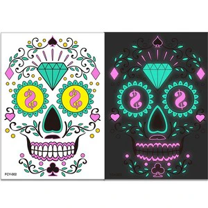 Funny Halloween Two-Color Glow-in-the-Dark Scar Tattoo Sticker Temporary Face Stick for Ghost's Day Spot New Tattoo Design