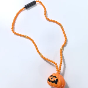 Discounted Bulk Halloween Lights up Pumpkin Bead Necklace for Halloween Party Gift Supplies