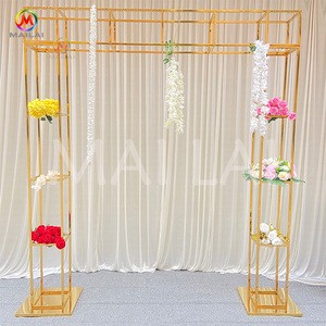 Fancy Wedding Stage Decor Metal Arch Backdrop Stainless Steel Golden Color Wedding Backdrop Arch
