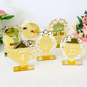 Golden Numeral Acrylic Seat Card, Wedding Table Number Sign, Elegant Ornament for Wedding Banquet Decoration