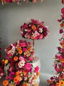 FB-RR09 Celebration Floral Decor Artificial Silk Hot Pink Rose Ball Wedding Table Centerpieces 50cm 60cm Flower Ball Monet Color
