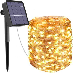 Solar Operated IP65 Rated Copper LED Fairy String Light Outdoor Decorative Lights for Garden Yard Hotel Lawn Christmas Tree
