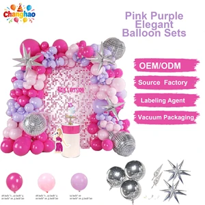 127Pcs Disposable Disco Balloon Arch Garland Kit Hot Pink Rose Pink Explosion Birthday Cowgirl Party Decor Wholesale
