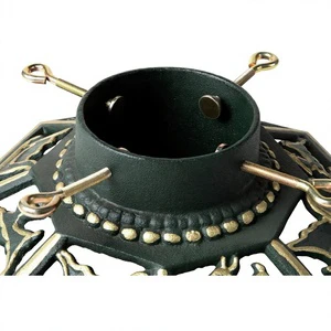 Cross-border Best-selling Christmas Tree Cast-iron Base Stand with Metal Hooks and Printed logo Genuine Craft Wholesale