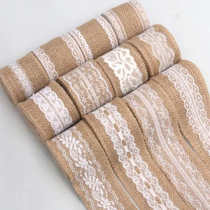 100% Polyester DIY Linen Christmas Tree Ribbon Jute Lace Bow Decoration for Home Textile Woven Bag for Christmas Decorations