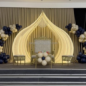ZKAI LED Light up Wedding Stage Backdrop Luxury India Style Glowing Pointed Metal Arch for Events Decor