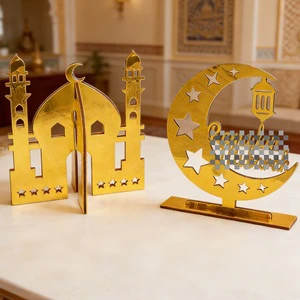 Eid Mubarak Islamic Muslim Festive Style Party Table Decoration Crescent Moon Stars EVA Material Standard Size Ramadan Eid