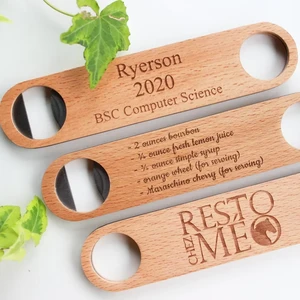 Personalized Stainless Steel Beer Bottle Opener With Wooden Handle Cider Engraved Promotion Gift For Wedding Party