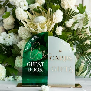 Spring Planting Acrylic Arch Cards & Guestbook Sign For Phone Booth Wedding Table Sign Audio Guestbook For Wedding Decoration