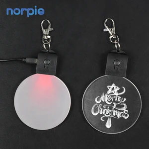 UV Printing Christmas Deco LED Ornaments Laser Blank Acrylic LED Christmas Ornaments (can Charge)