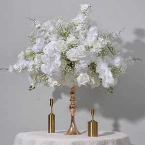 Hot Sale High Quality Modern Silk White Hanging Roses Artificial Large Table Flower Centerpieces for Wedding
